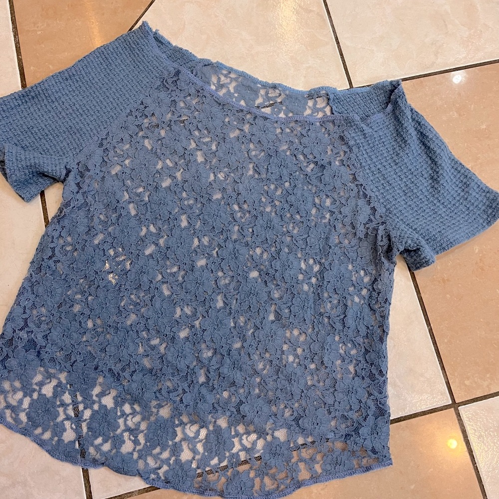 Baby blue mesh top
